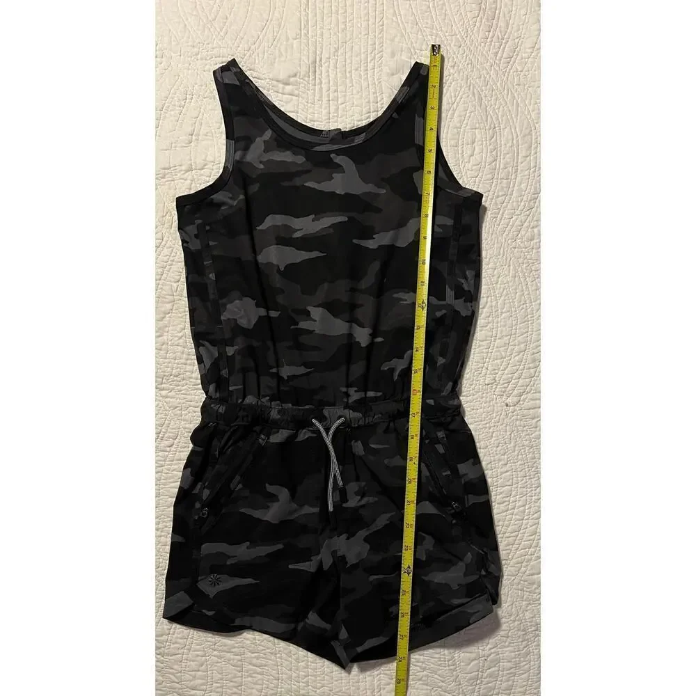 Athleta romper black, and gray camo print
